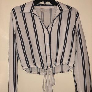 White and Blue button down blouse